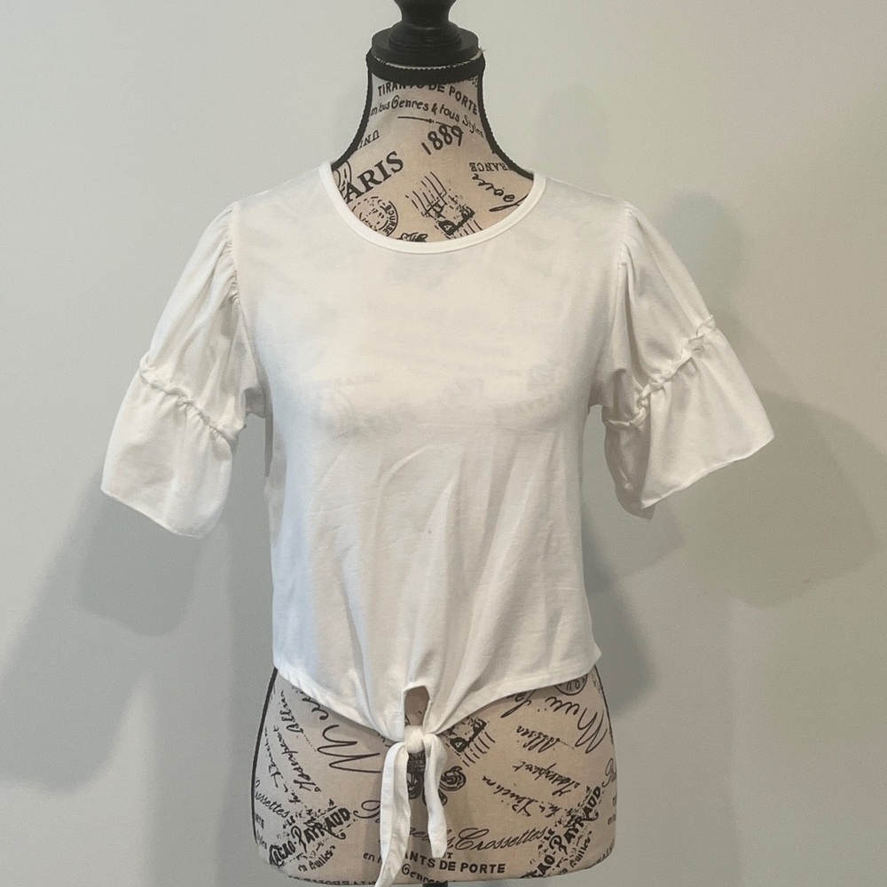 Tween Diva Girl's Cropped White Shirt, XL (16)